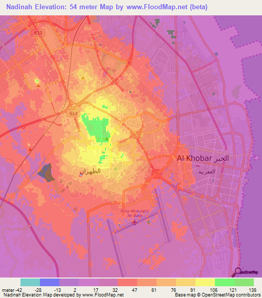 Nadinah,Saudi Arabia Elevation Map