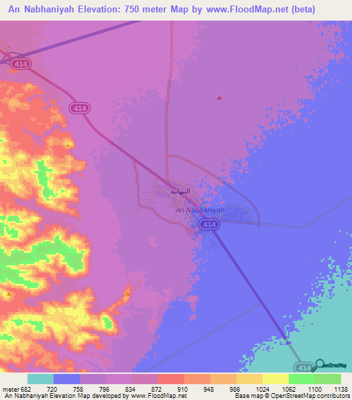 An Nabhaniyah,Saudi Arabia Elevation Map