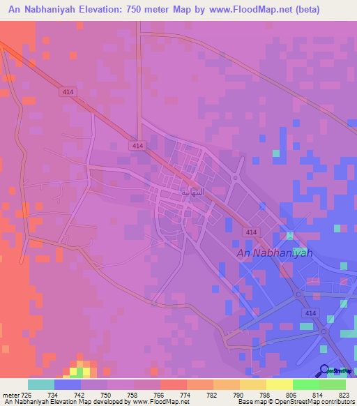 An Nabhaniyah,Saudi Arabia Elevation Map