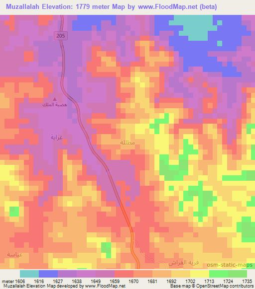 Muzallalah,Saudi Arabia Elevation Map