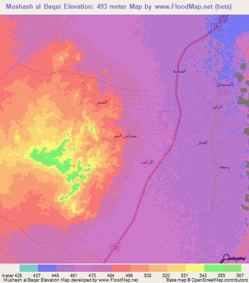 Mushash al Baqar,Saudi Arabia Elevation Map