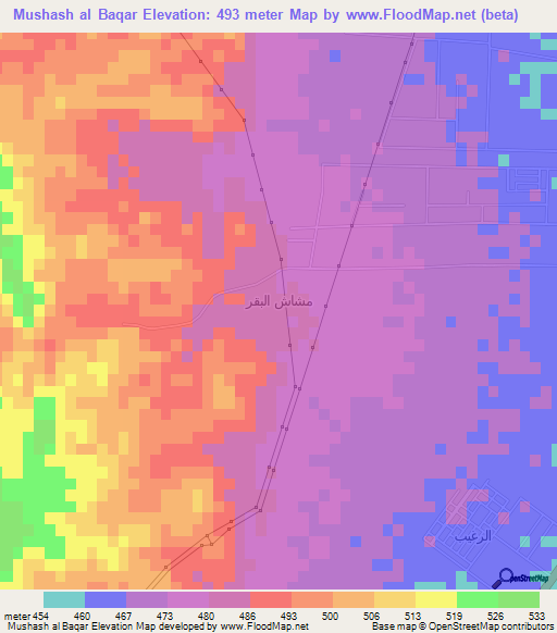 Mushash al Baqar,Saudi Arabia Elevation Map