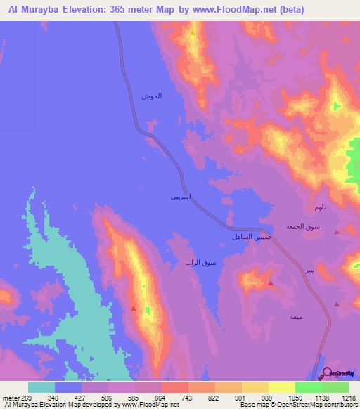 Al Murayba,Saudi Arabia Elevation Map