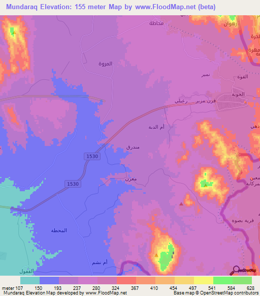 Mundaraq,Saudi Arabia Elevation Map