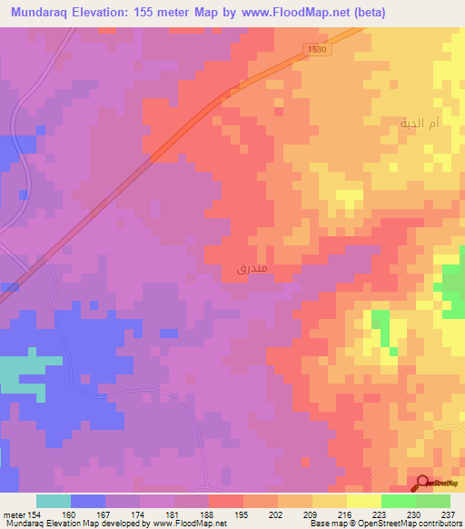 Mundaraq,Saudi Arabia Elevation Map