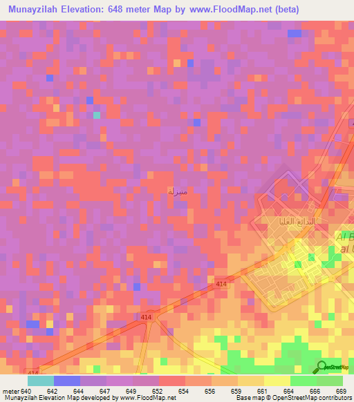 Munayzilah,Saudi Arabia Elevation Map