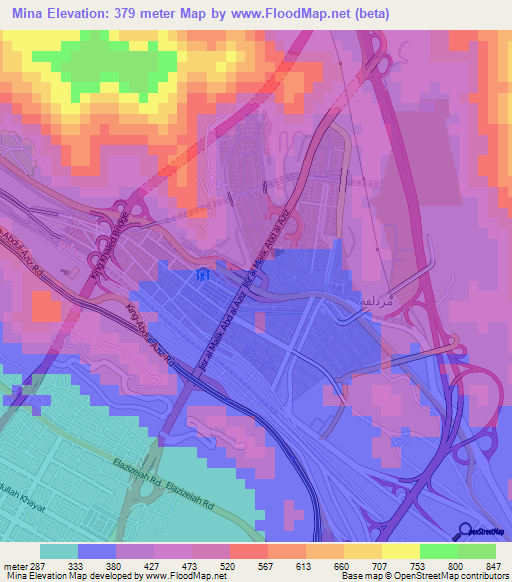 Mina,Saudi Arabia Elevation Map