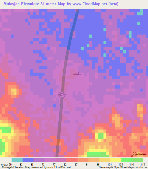 Mulayjah,Saudi Arabia Elevation Map