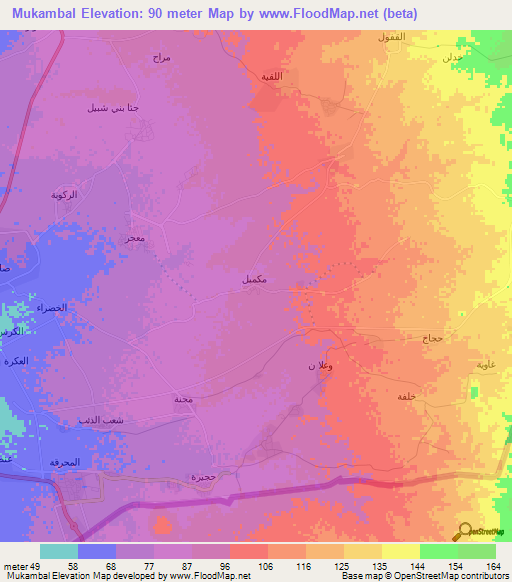 Mukambal,Saudi Arabia Elevation Map