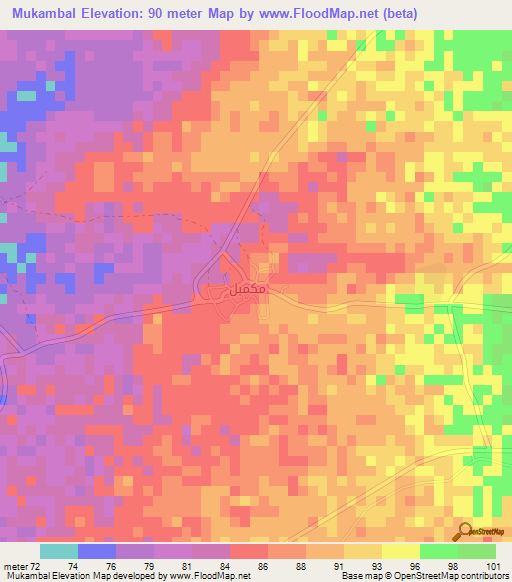 Mukambal,Saudi Arabia Elevation Map