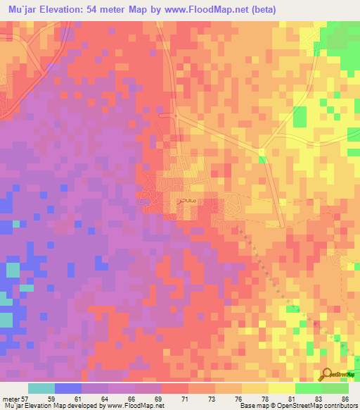 Mu`jar,Saudi Arabia Elevation Map