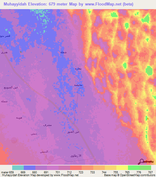 Muhayyidah,Saudi Arabia Elevation Map