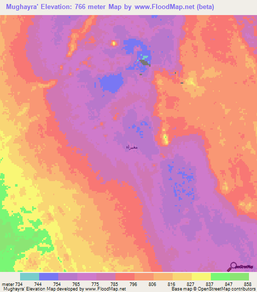 Mughayra',Saudi Arabia Elevation Map