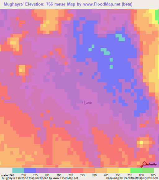 Mughayra',Saudi Arabia Elevation Map