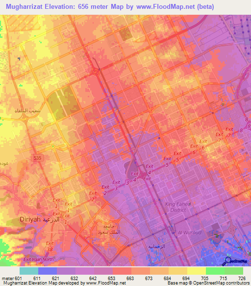 Mugharrizat,Saudi Arabia Elevation Map