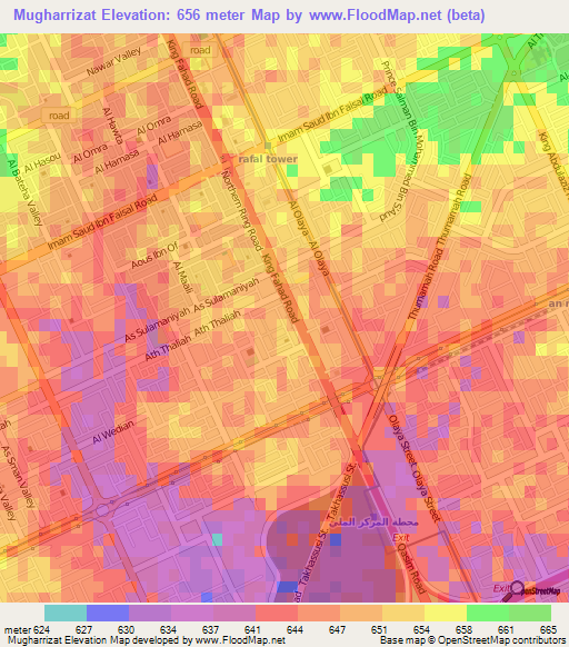 Mugharrizat,Saudi Arabia Elevation Map