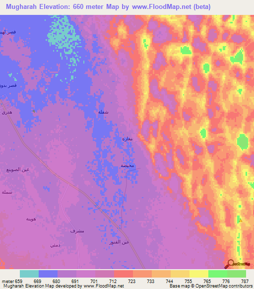 Mugharah,Saudi Arabia Elevation Map