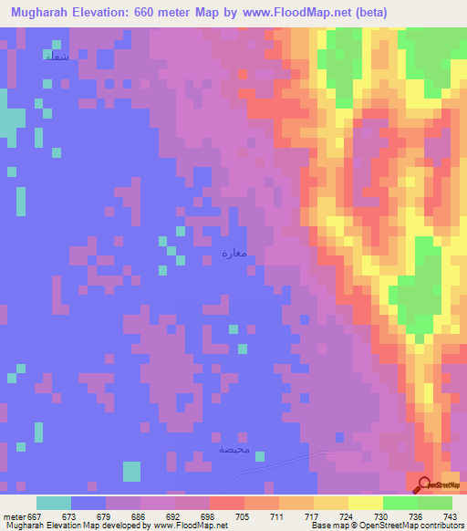 Mugharah,Saudi Arabia Elevation Map