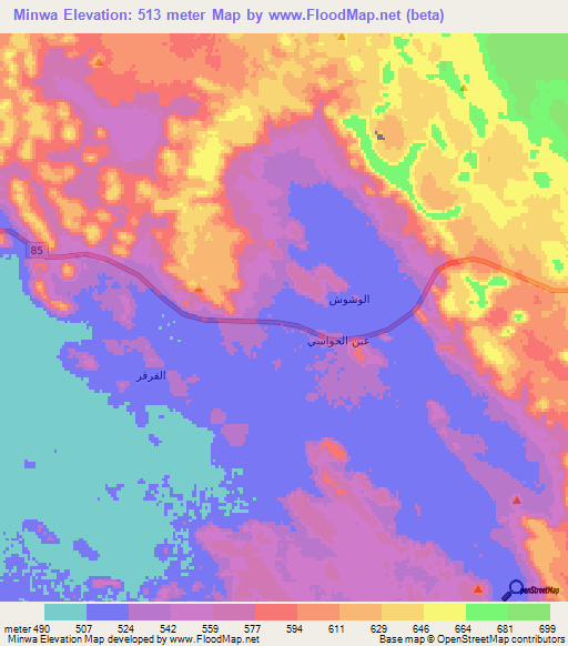 Minwa,Saudi Arabia Elevation Map