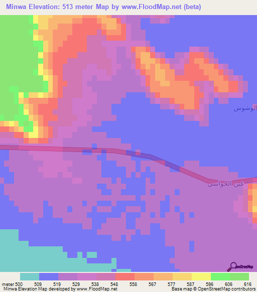 Minwa,Saudi Arabia Elevation Map