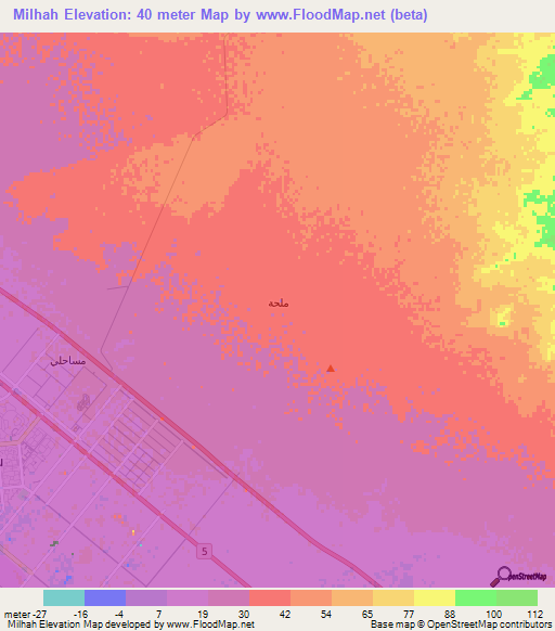 Milhah,Saudi Arabia Elevation Map