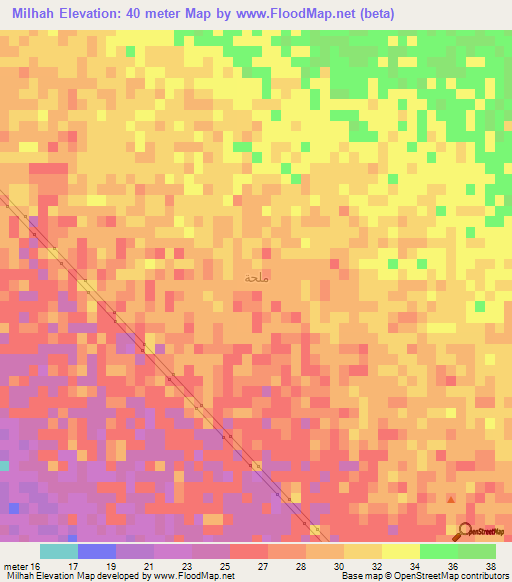 Milhah,Saudi Arabia Elevation Map