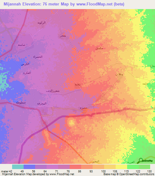 Mijannah,Saudi Arabia Elevation Map