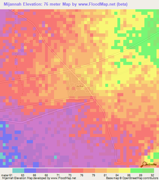 Mijannah,Saudi Arabia Elevation Map