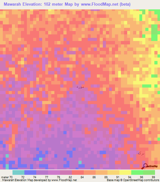 Mawarah,Saudi Arabia Elevation Map