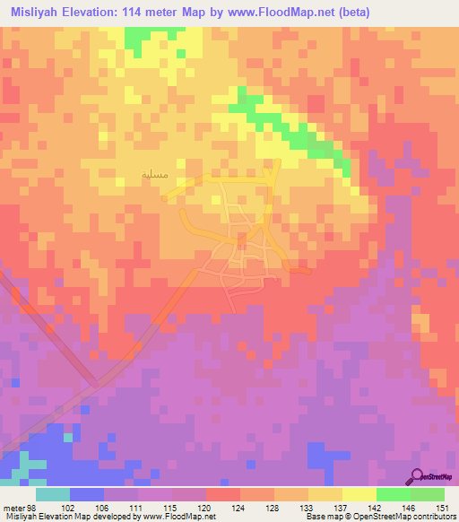 Misliyah,Saudi Arabia Elevation Map