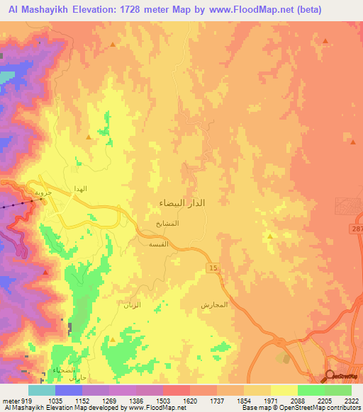 Al Mashayikh,Saudi Arabia Elevation Map