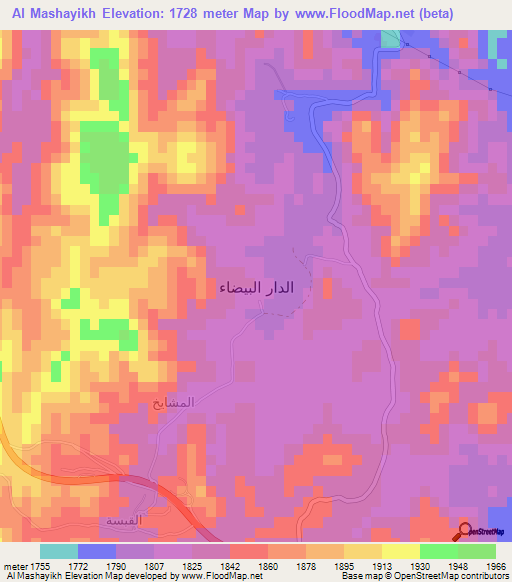 Al Mashayikh,Saudi Arabia Elevation Map