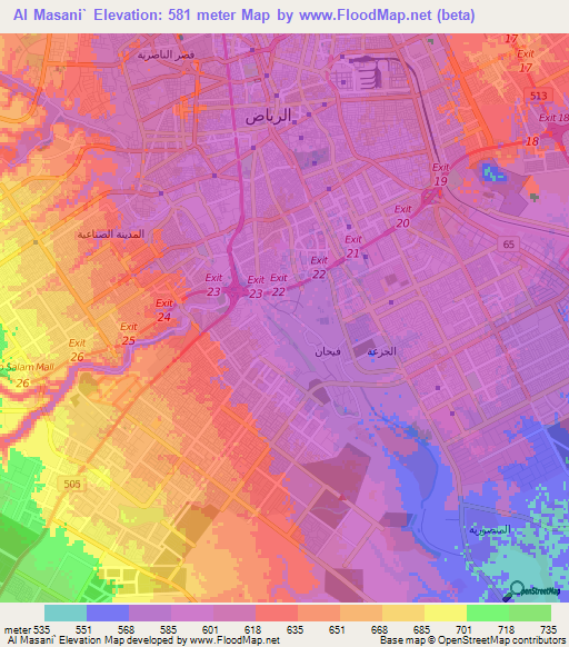 Al Masani`,Saudi Arabia Elevation Map