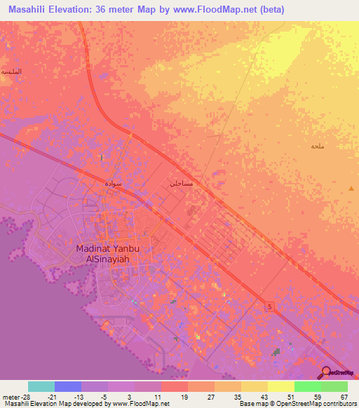 Masahili,Saudi Arabia Elevation Map