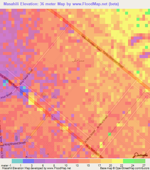 Masahili,Saudi Arabia Elevation Map