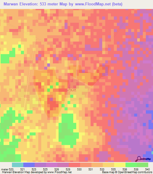 Marwan,Saudi Arabia Elevation Map