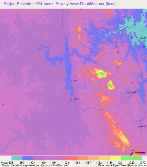 Marjan,Saudi Arabia Elevation Map