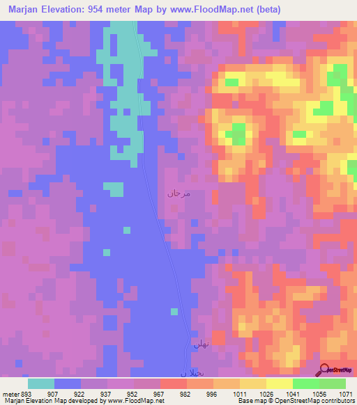 Marjan,Saudi Arabia Elevation Map