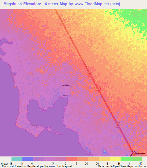 Maqshush,Saudi Arabia Elevation Map