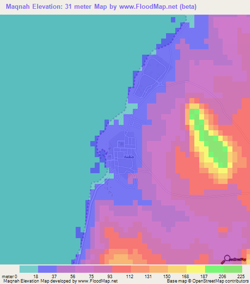 Maqnah,Saudi Arabia Elevation Map