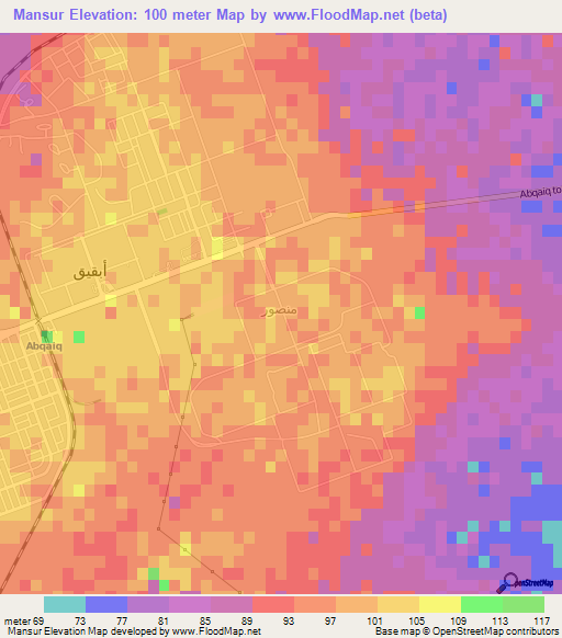 Mansur,Saudi Arabia Elevation Map