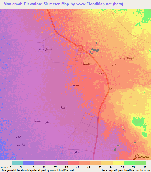 Manjamah,Saudi Arabia Elevation Map