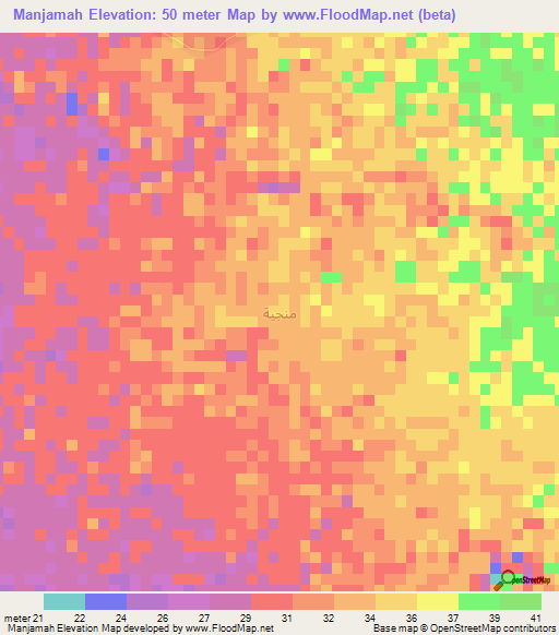 Manjamah,Saudi Arabia Elevation Map