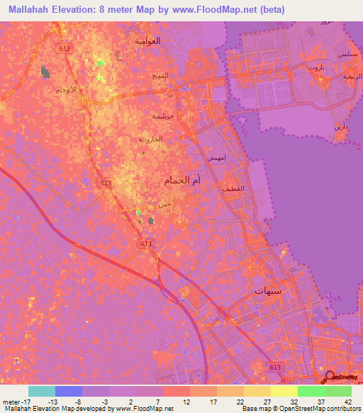 Mallahah,Saudi Arabia Elevation Map