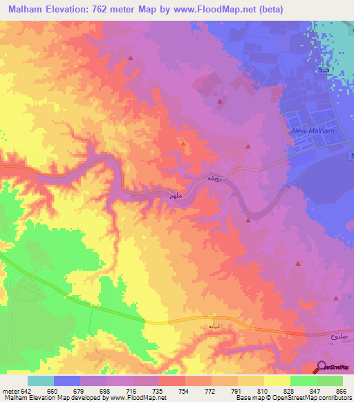 Malham,Saudi Arabia Elevation Map