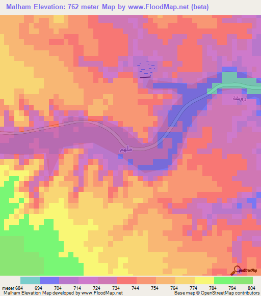 Malham,Saudi Arabia Elevation Map