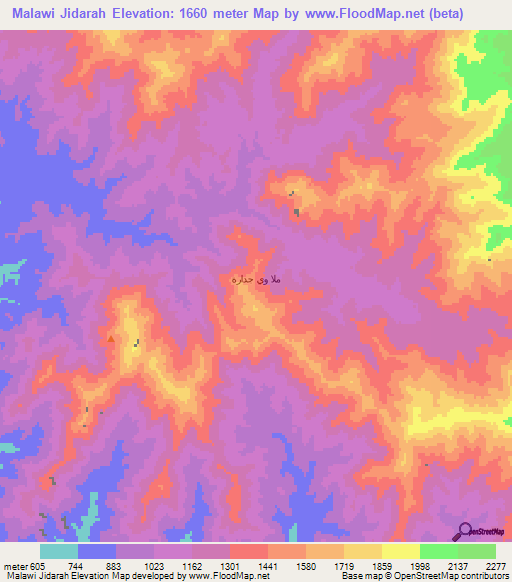 Malawi Jidarah,Saudi Arabia Elevation Map