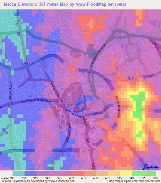 Elevation of Mecca,Saudi Arabia Elevation Map, Topography, Contour