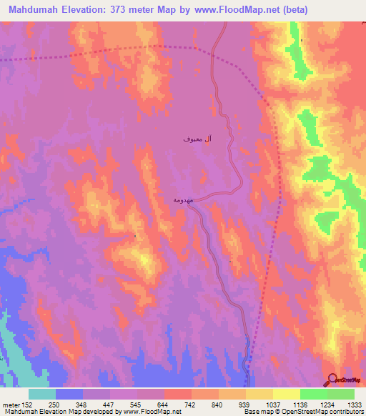 Mahdumah,Saudi Arabia Elevation Map