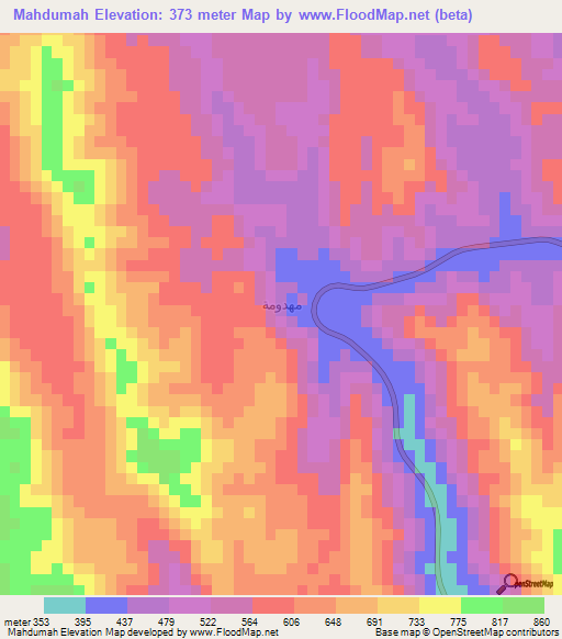 Mahdumah,Saudi Arabia Elevation Map